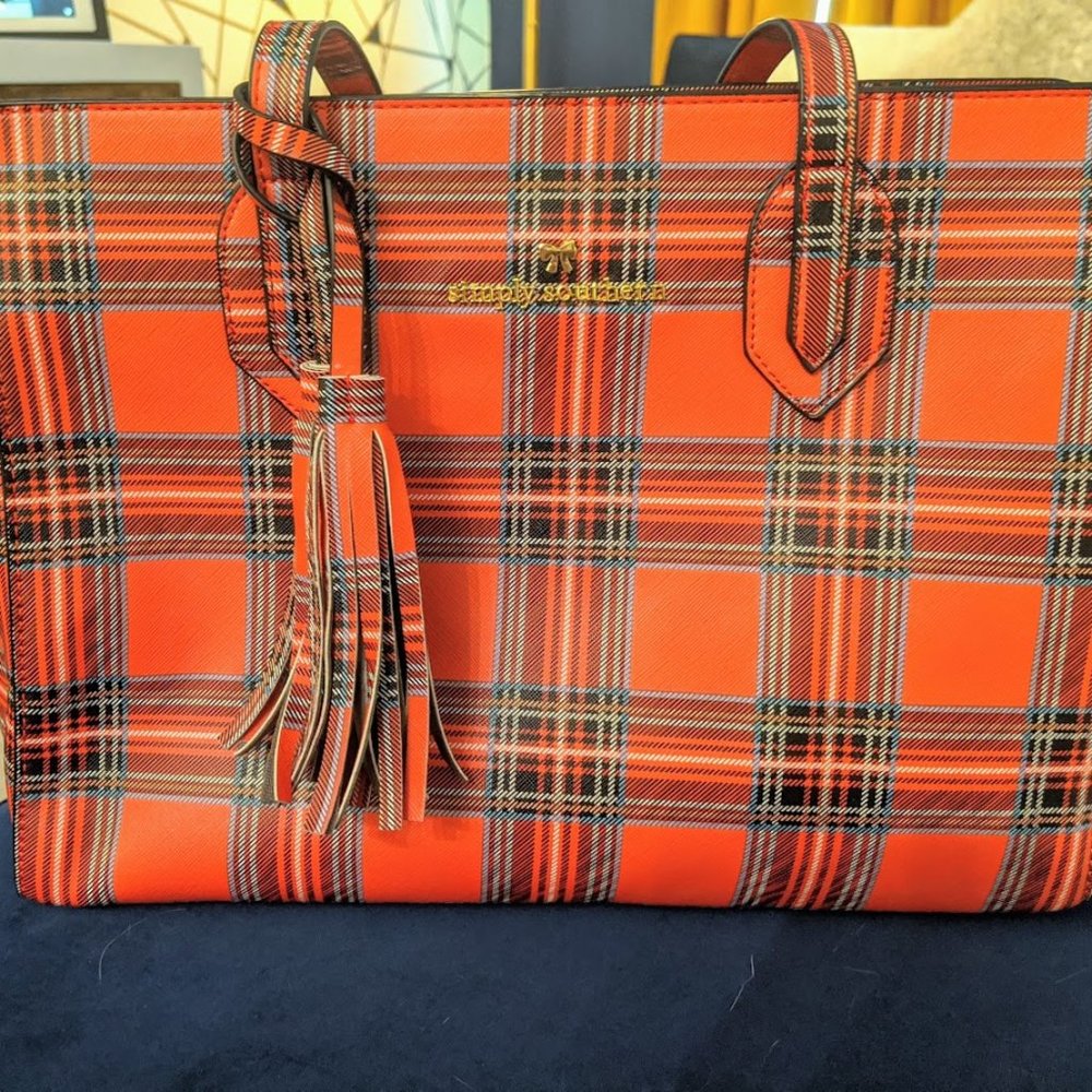 Simply Southern Red Plaid Purse